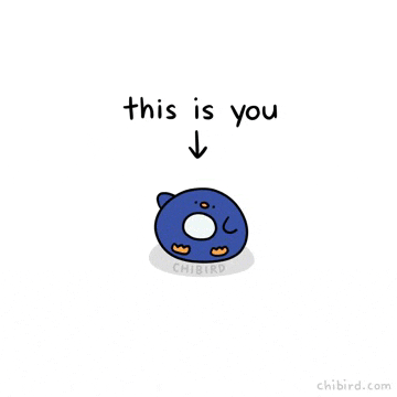 a cartoon of a penguin with an arrow pointing down and the words `` this is you '' .