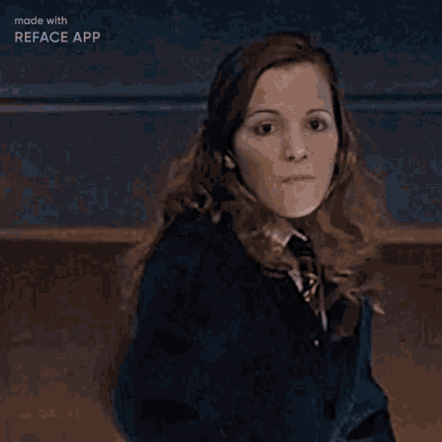 a woman in a harry potter uniform is holding a wand and shooting a blue light .