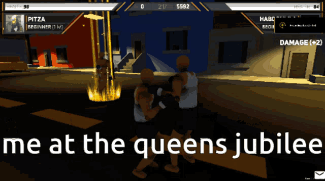 a screenshot of a video game with the words me at the queens jubilee