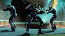a group of soldiers are dancing in front of a statue in a video game .
