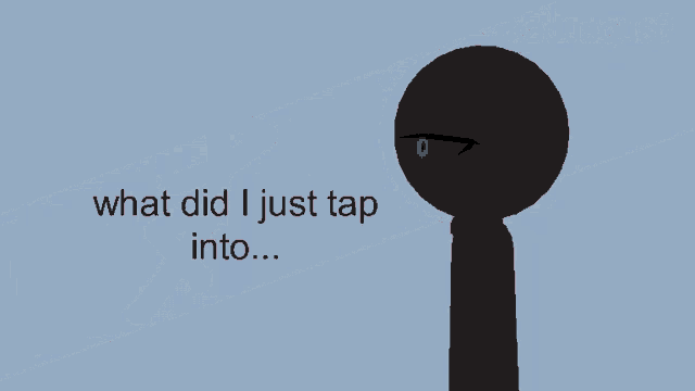 a drawing of a stick figure with red eyes and the words kadusgus above it