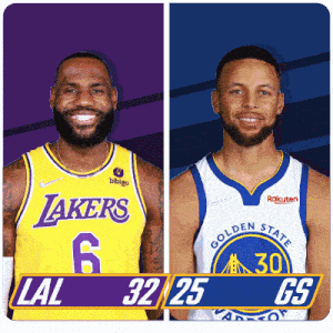 Los Angeles Lakers (32) Vs. Golden State Warriors (25) First-second Period Break GIF - Nba Basketball Nba 2021 GIFs
