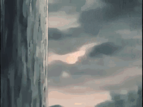 a painting of a cloudy sky with a tree in the foreground .