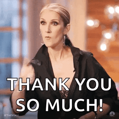 a woman is giving a thumbs up and saying `` thank you so much ! ''