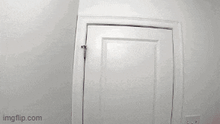 a white door is open in a room with imgflip.com written on the bottom right corner .