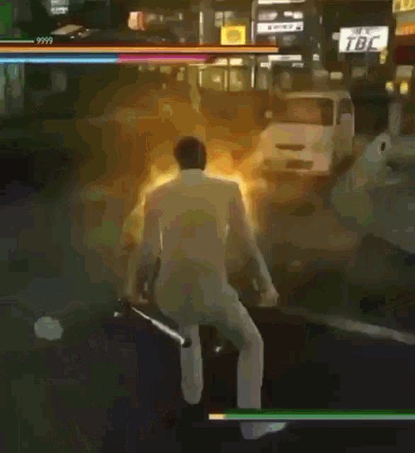 a man in a suit and tie is in a video game .