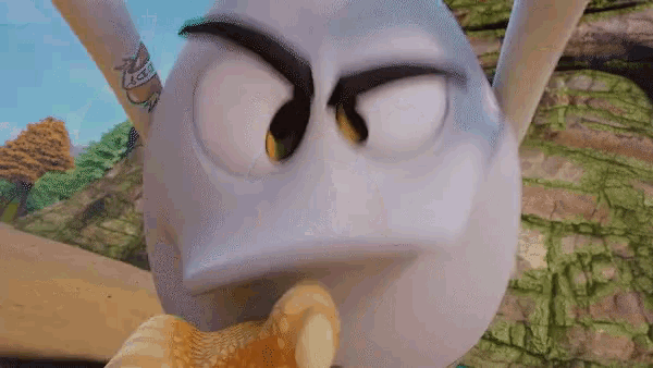 a cartoon character with a tattoo on his arm is eating a piece of bread