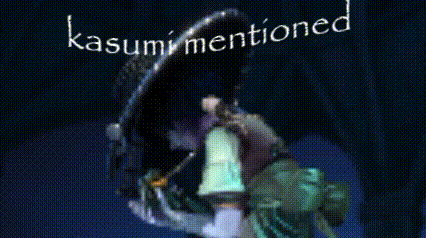 a screenshot of a video game with the words " kasumi mentioned "