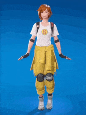 a girl wearing a white shirt with a number 6 on it