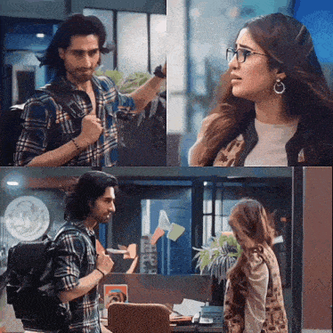 a man and a woman are standing next to each other in a room