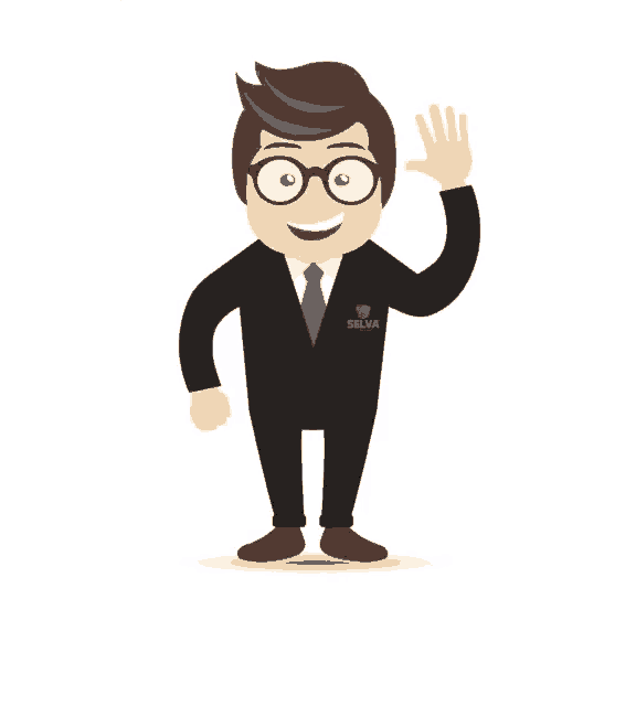 a cartoon of a man in a suit with the word selva on his chest