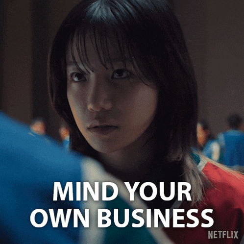 a picture of a woman with the words mind your own business above her