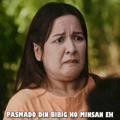 a woman is making a funny face with the words pashad din bibig ko minsan eh written below her