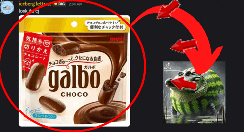 a package of galbo chocolate next to a picture of a watermelon