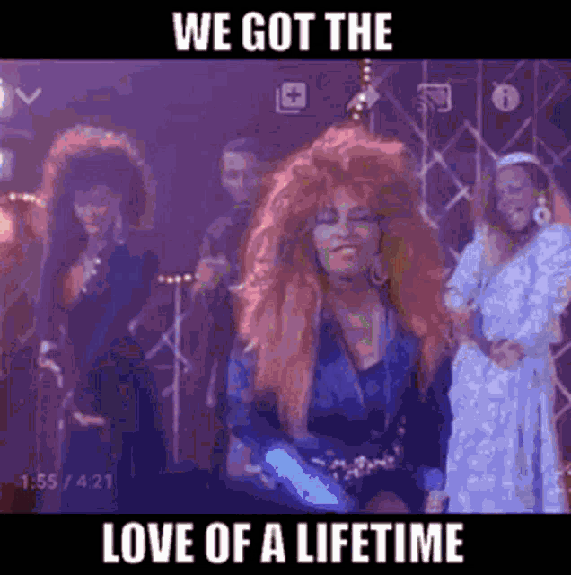 a picture of a woman dancing with the words we got the love of a lifetime on the bottom