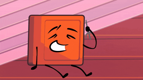 a cartoon character is holding scissors and smiling