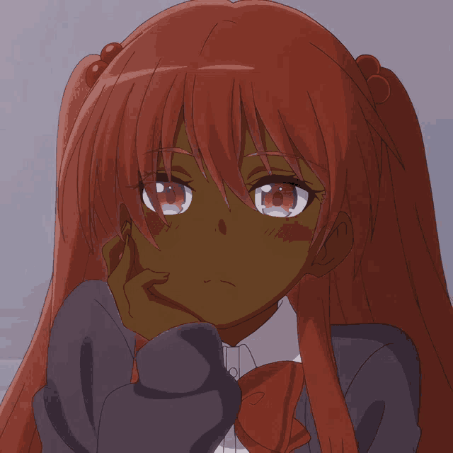a drawing of a girl with red hair