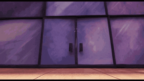 a purple wall with a purple door and a purple door handle