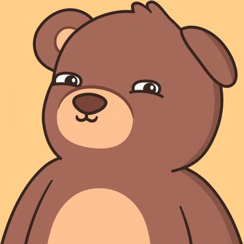 a brown teddy bear is making a funny face