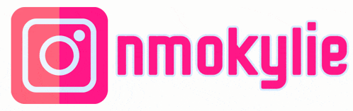 a pink instagram logo with the word nmokylie in white letters