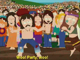 Hippie Couple Party Party GIF - Hippie Couple Party Party Woo GIFs