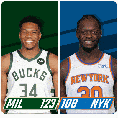 two basketball players one from the bucks and the other from new york