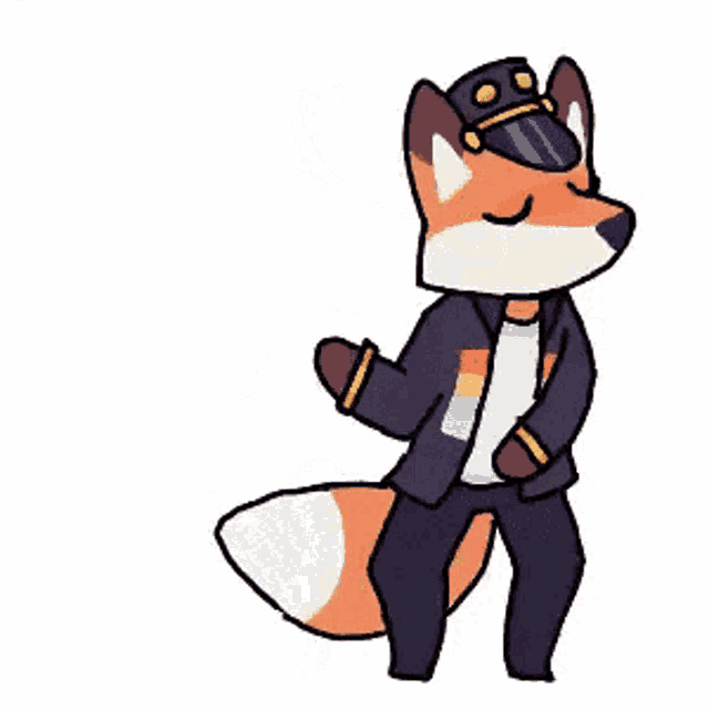 a cartoon of a fox wearing a hat and a suit .
