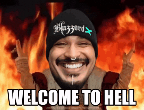 a man wearing a black beanie that says blazzard