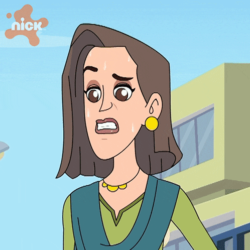 a cartoon of a woman with a nick logo on the bottom