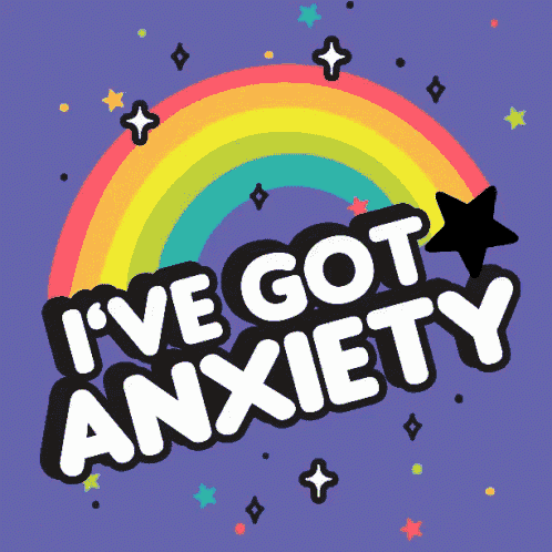 a sticker that says i 've got anxiety with a rainbow and stars