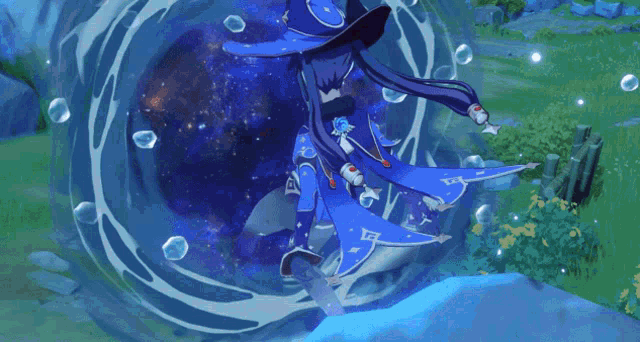 a blue light is coming out of a circle