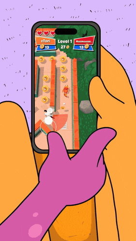 a person is holding a cell phone with a game on it that says level 1
