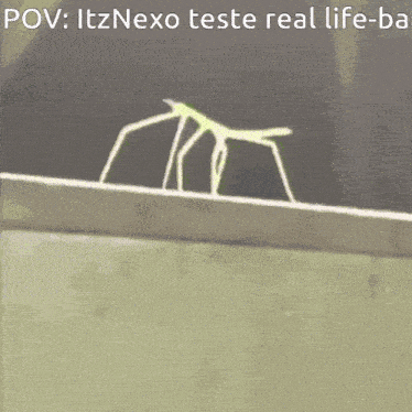 a drawing of a person walking on a ledge with the caption " pov itznexo teste real life-ba "