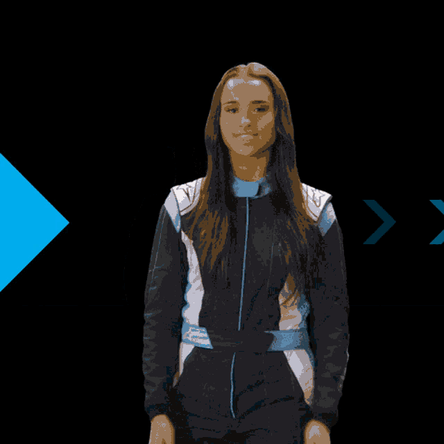 a woman in a racing suit with the letter n on the front