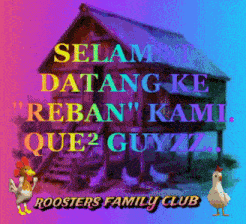 a colorful roosters family club poster with a rooster and a chicken