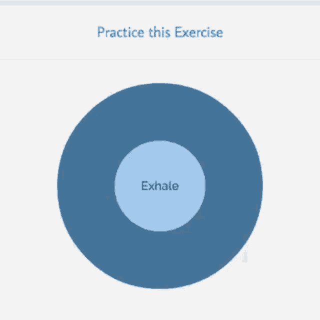 a blue circle with the word exhale in the middle