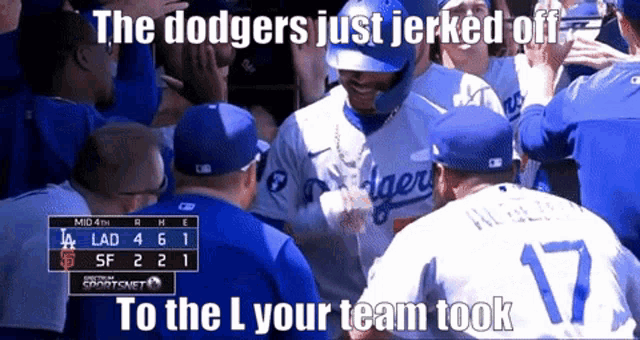 the dodgers just jerked off to the l your team took on a sportsnet screen