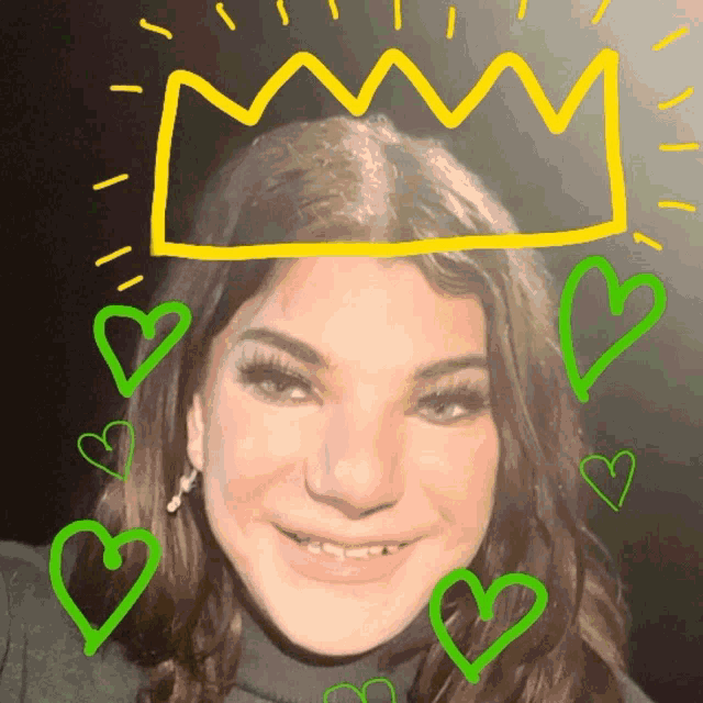 a drawing of a woman with a crown drawn on her head