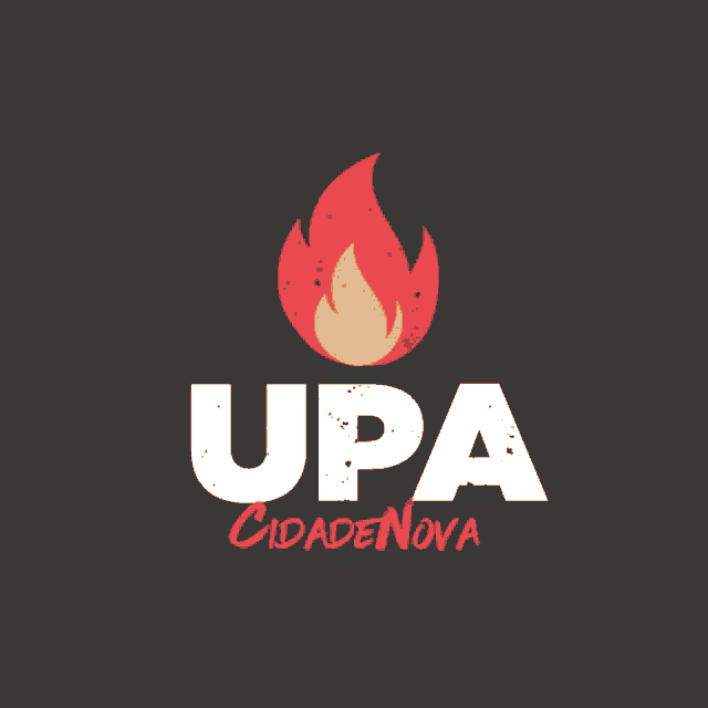 a logo for upa cidade nova with a red fire