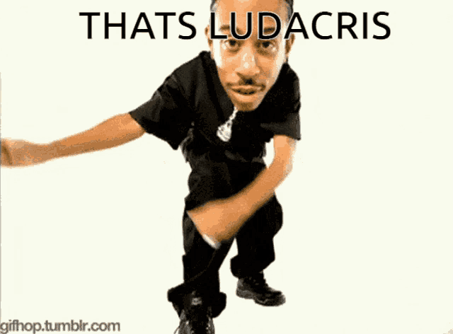 a gif of a man dancing with the words thats ludacris