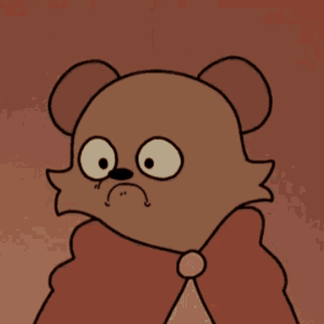 a cartoon of an angry bear with red eyes and a red cape .