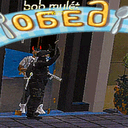 a man in a black uniform stands under a sign that says robeo