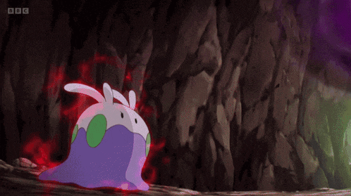 a cartoon character is being hit by a purple light