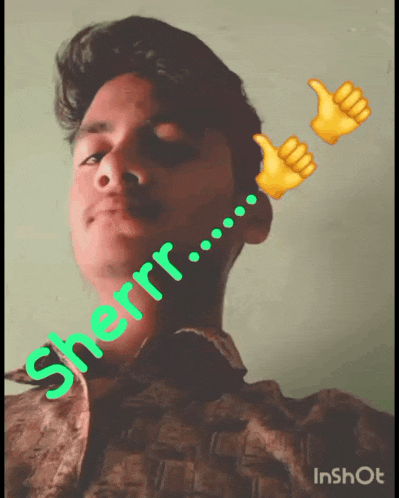 a picture of a young man with the words sherrr written on it