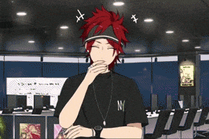 a man with red hair is wearing a headband and a black shirt