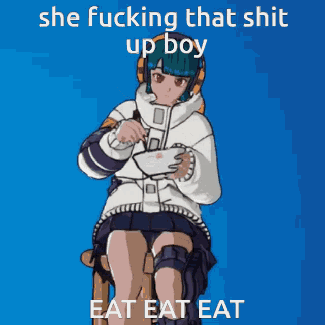 a picture of a girl sitting on a chair with the caption " she fucking that shit up boy "