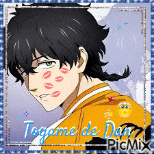 a picture of a man with kisses on his face says togame de dan