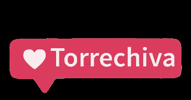 a pink speech bubble that says torrechiva with hearts