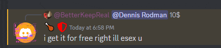 a screenshot of a discord conversation with dennis rodman
