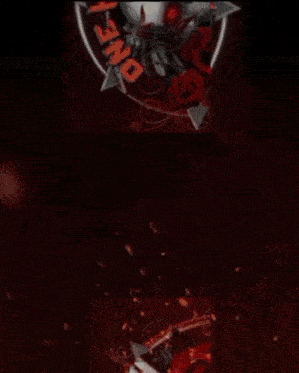 a picture of a skull with red eyes and the words one heart heavy roses
